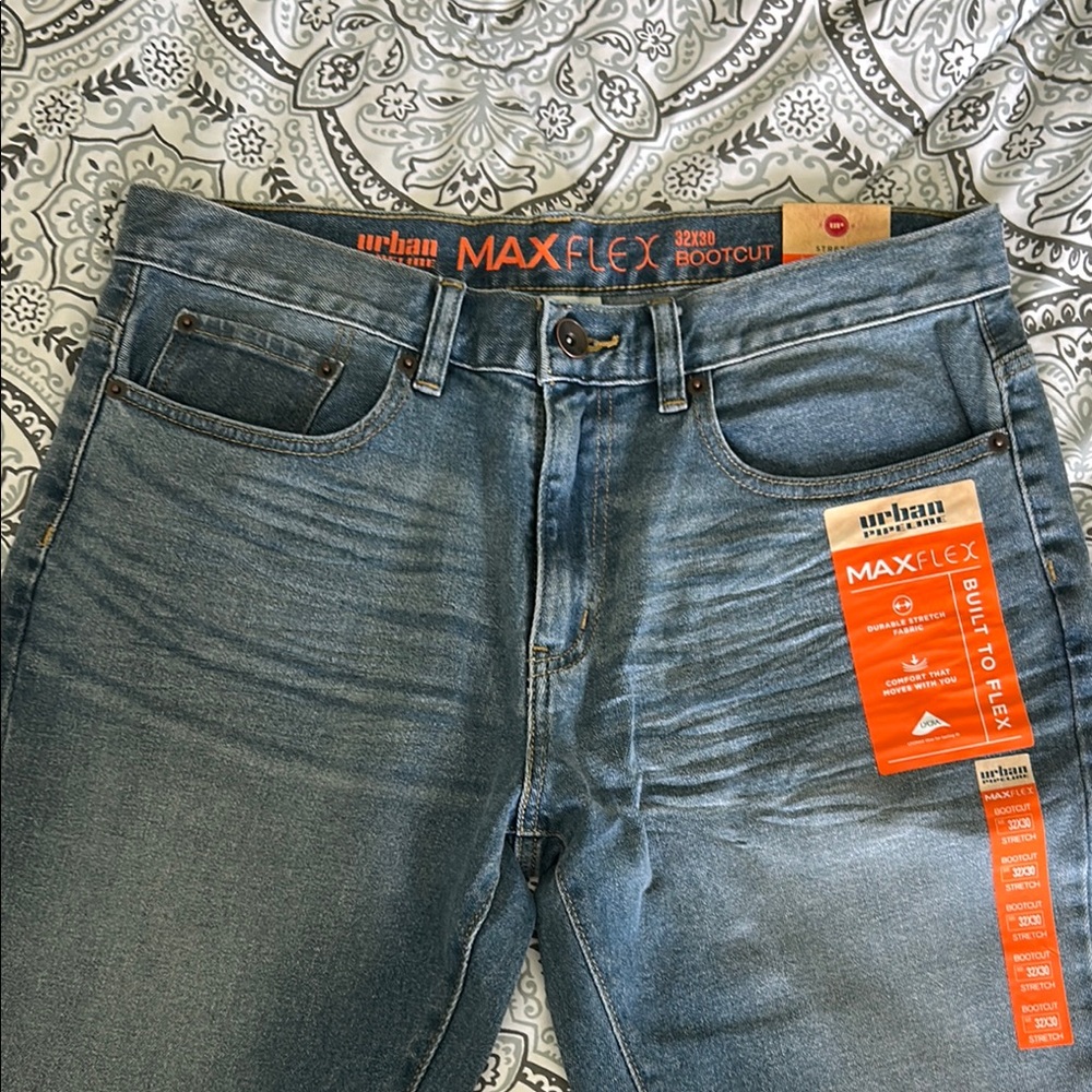 Urban Pipeline Blue Bootcut Jeans Distressed Casual